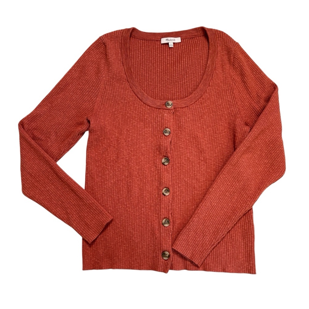 Madewell scoop neck weathered brick Button-Up Cardigan XL